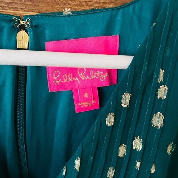 Lilly Pulitzer Cleme Silk Dress, Spruce Green - Picture 4 of 5